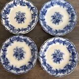 4 assiettes à dessert anciennes Boch Frères Keramis