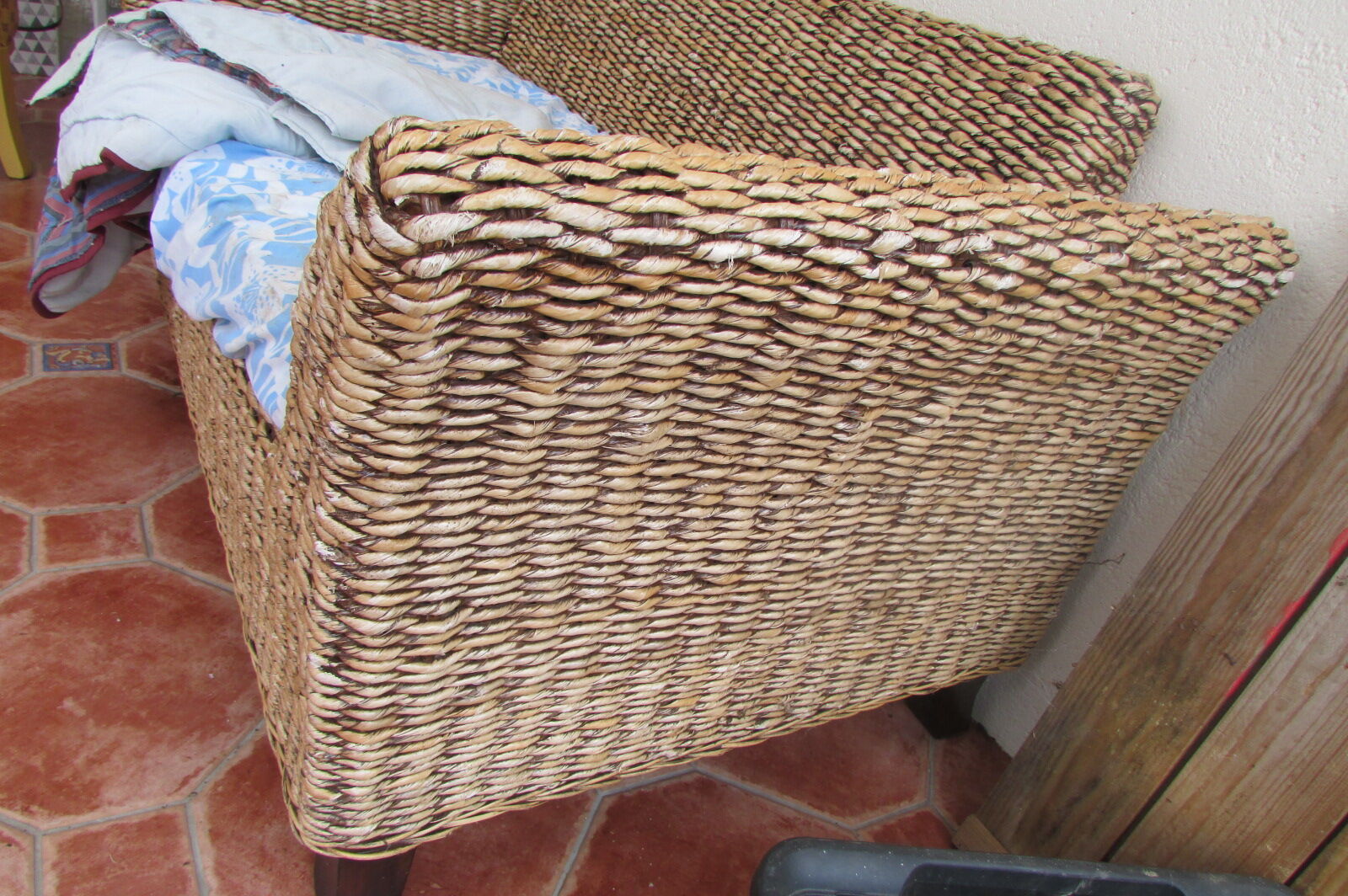 Bench in braided banana leaves