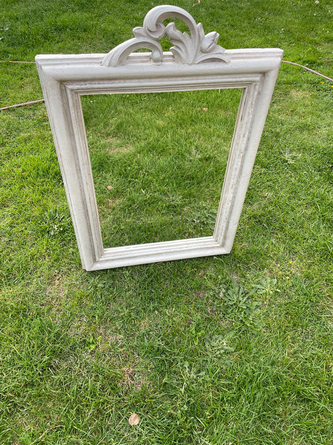 Putty gray wood mirror