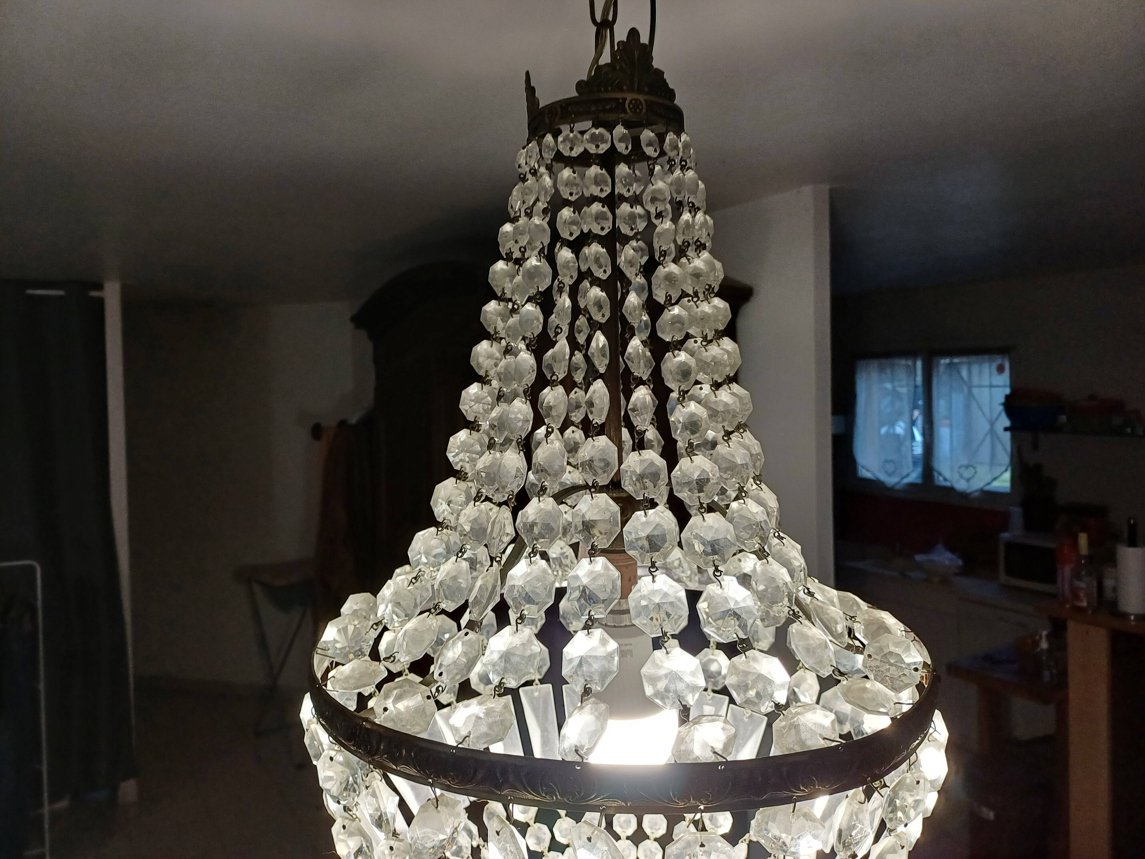 Crystal and Brass Hot Air Balloon Tassel Chandelier