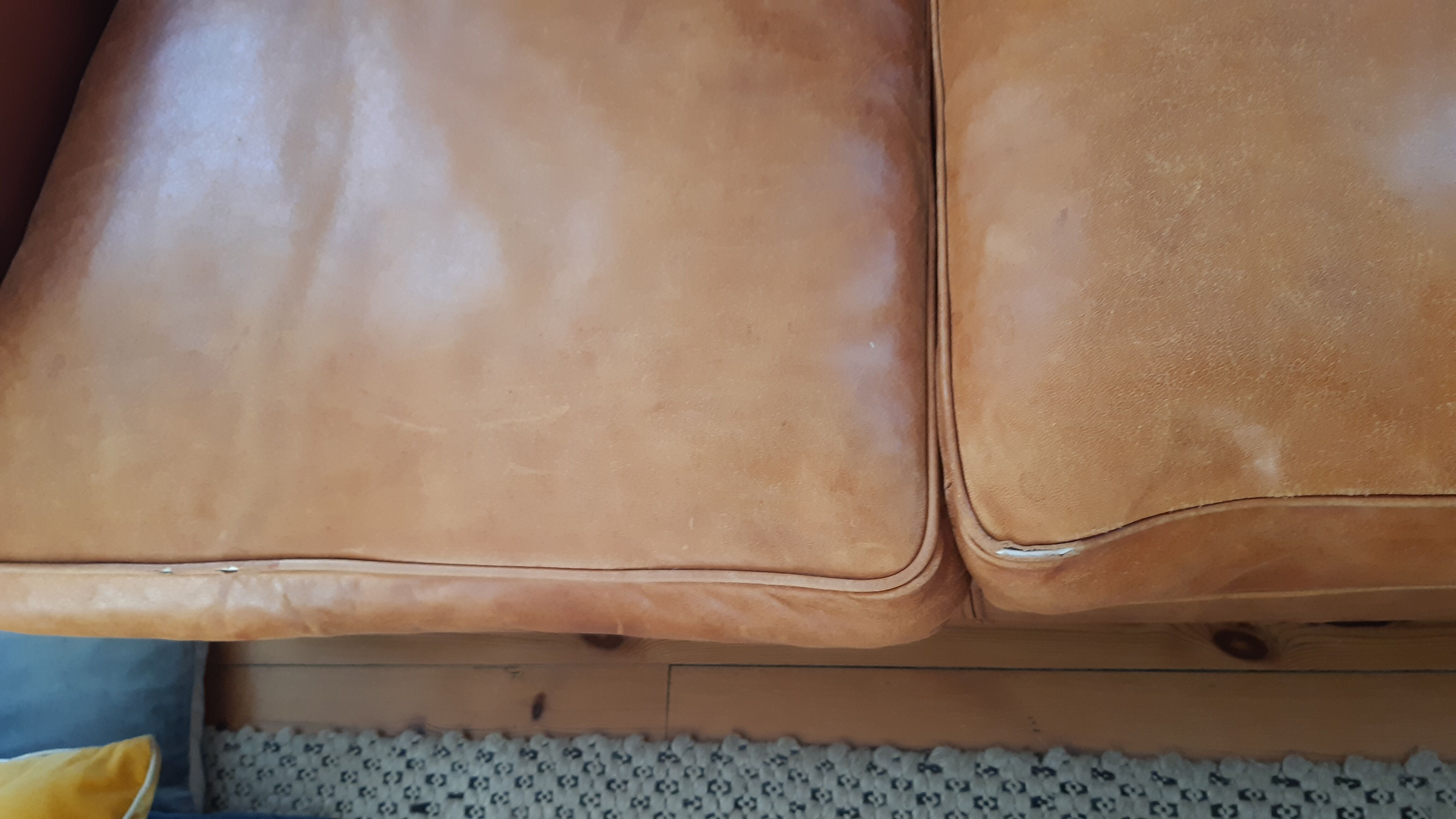 Tawny leather canape