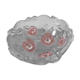 Glass cup engraved with flowers