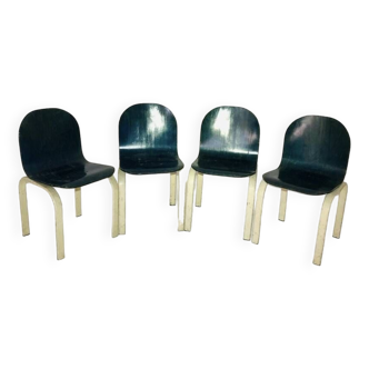 Lot de chaises métal et bois 1960