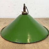 Industrial British Green Enamel Factory Pendant Lamp, 1950s