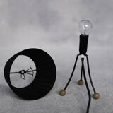 Mid-Century Polish Modern Small Table Lamp with Black Lampshade, 1960s