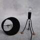 Small modern Polish table lamp from the mid-century with a black shade, 1960s.