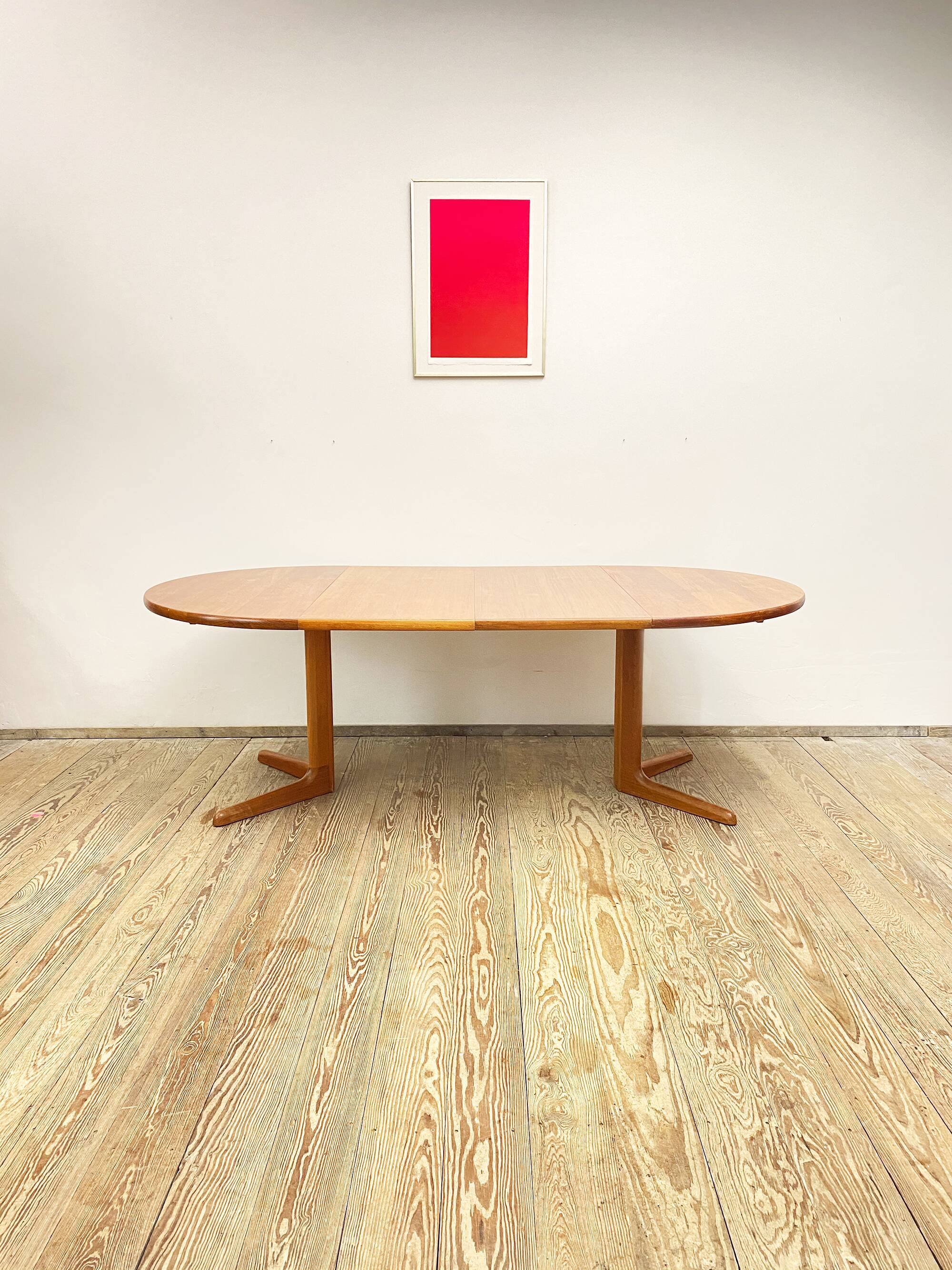 Extendable round mid century teak dining table, 1950s, Denmark