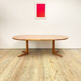 Extendable round mid century teak dining table, 1950s, Denmark
