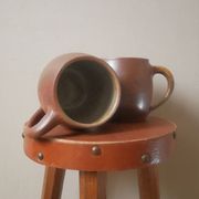 Vintage stoneware ceramic mugs handcrafted Scandinavian country decoration tea cups