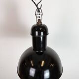 Black Enamel Industrial Pendant Lamp from AEG, 1930s