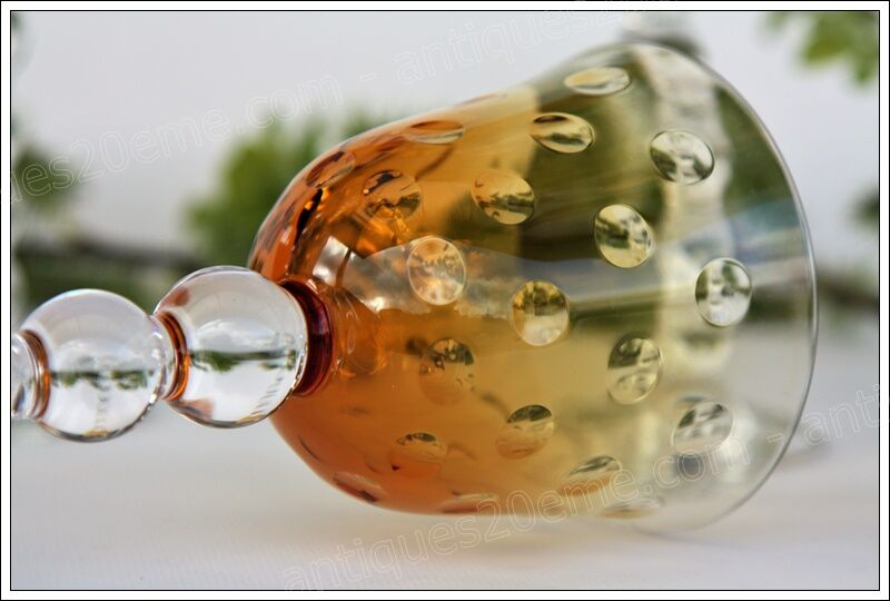 Series of 5 glasses wine from the Rhine Roemer St Louis Crystal model Bubbles