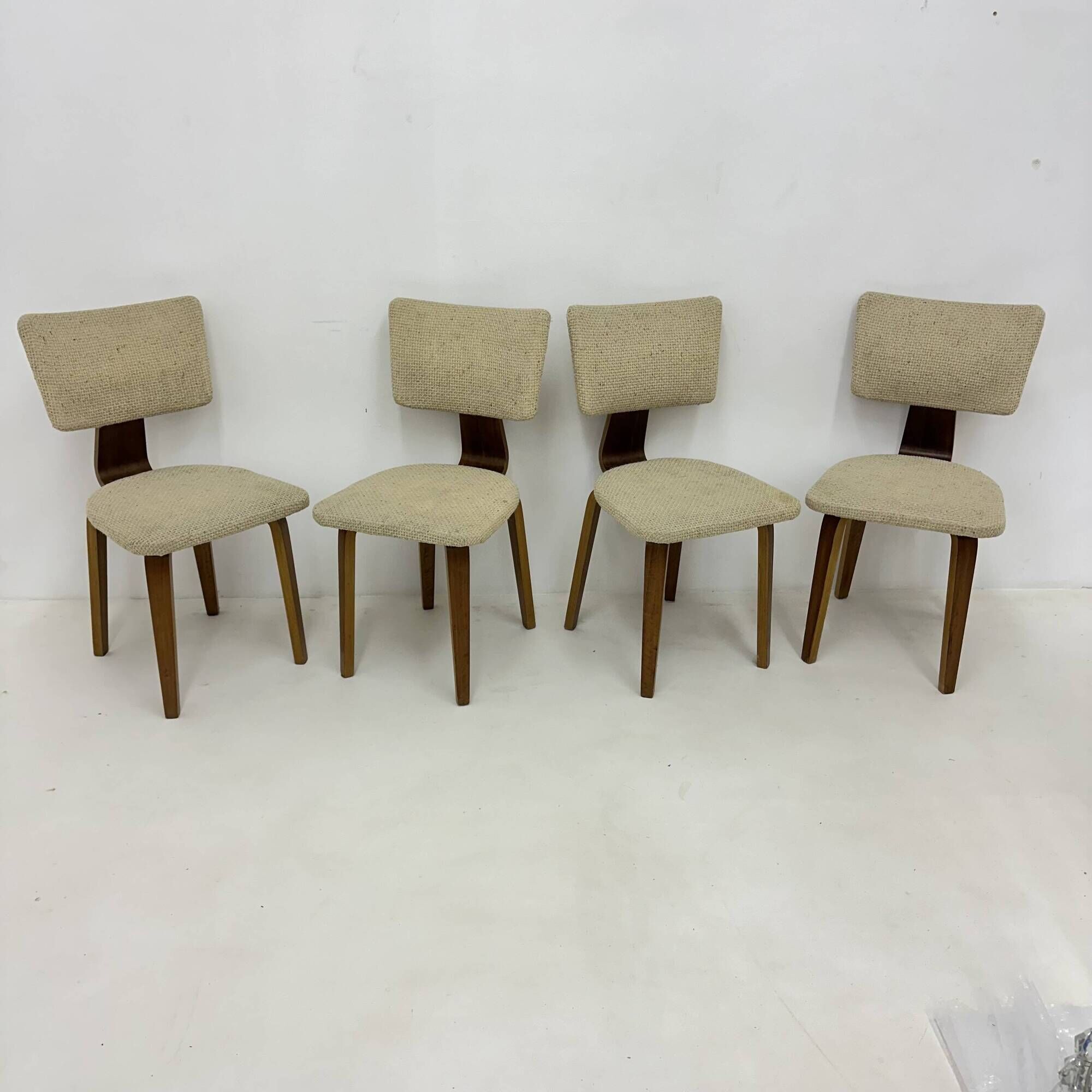 Set of 4 Dutch design by Cor Alons plywood dining chairs , 1960s