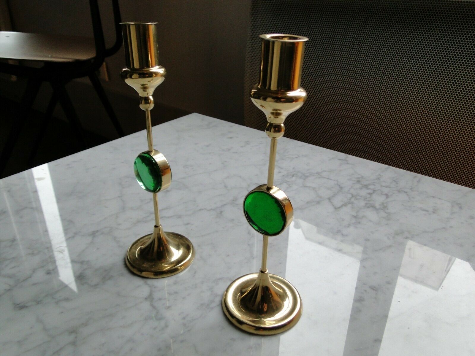 Set of 2 Danish brass candlesticks
