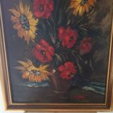 Oil on canvas still life with flowers signed soriano