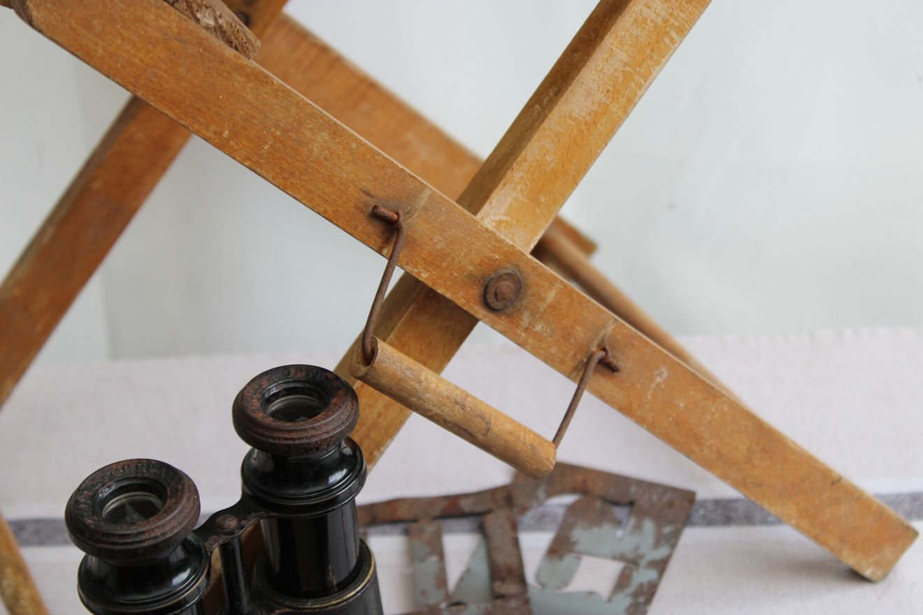 Folding wooden stool