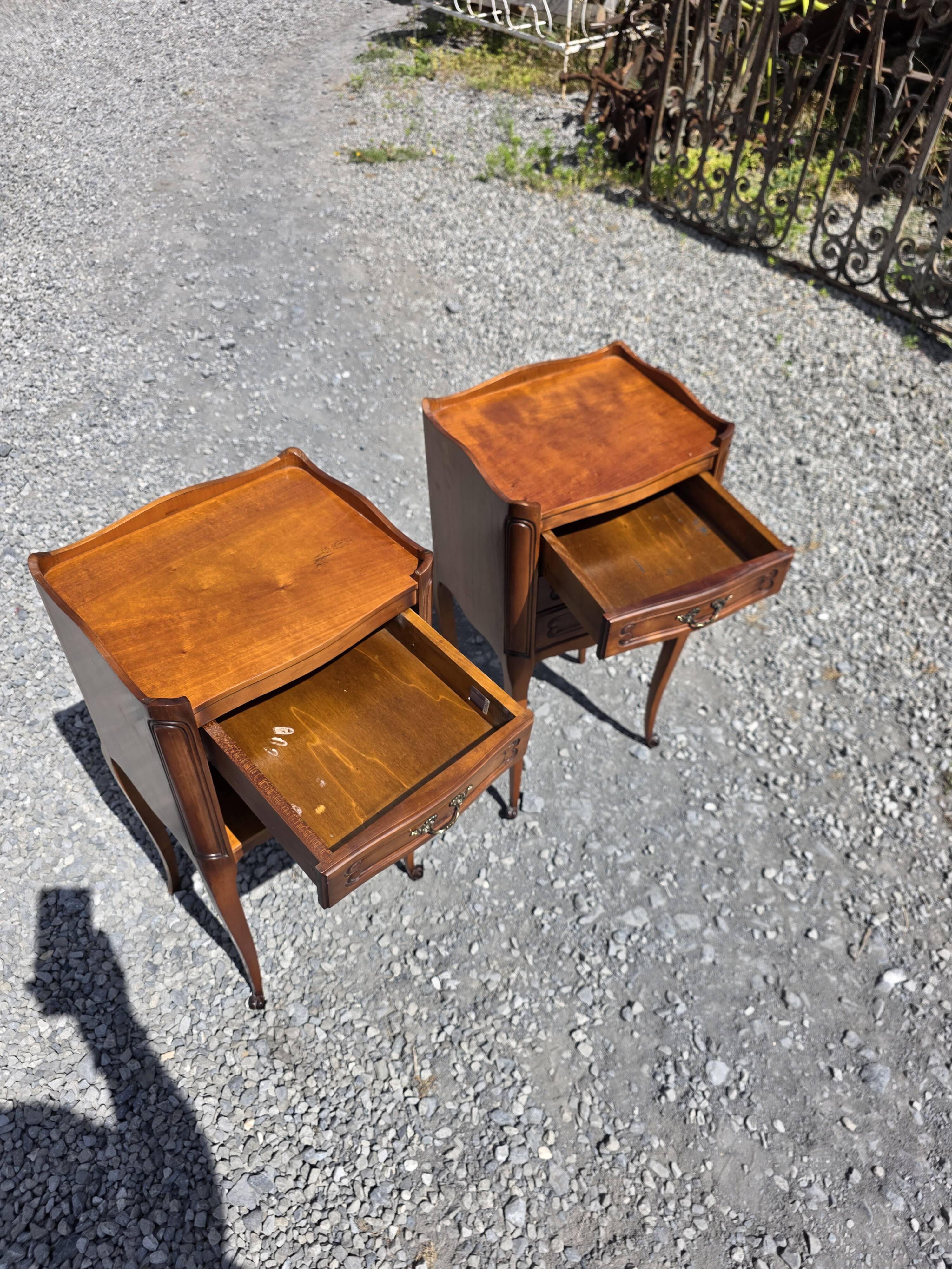 Pair of Louis XV style bedside tables in cherry wood.