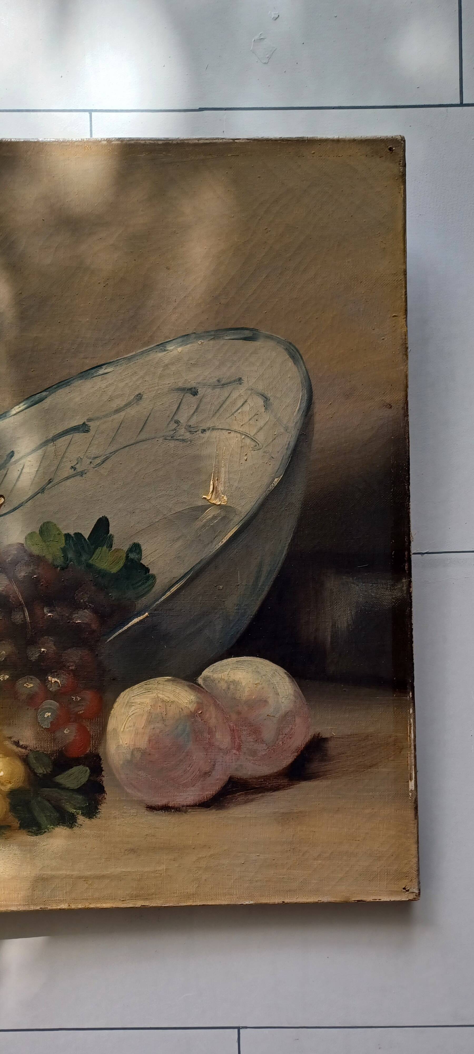 Tableau fin 19eme signe leroy . nature morte a l'aiguiere