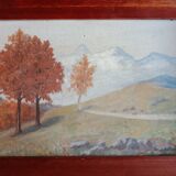 oil on canvas painting dated mountain landscape signed