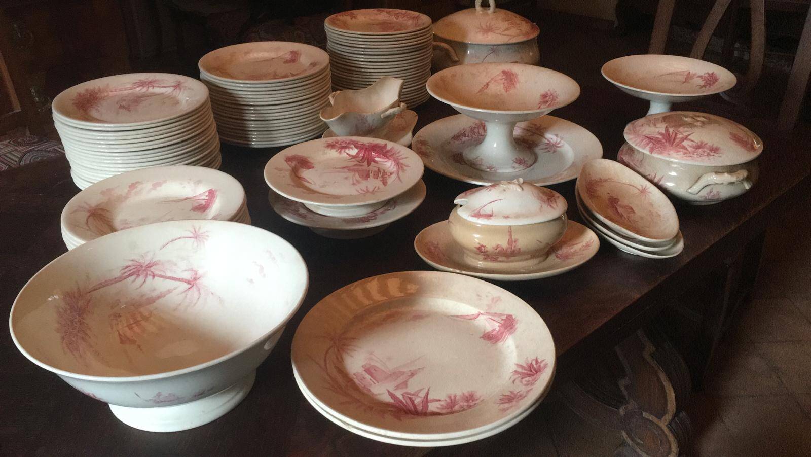 Table Service Set Gien "Views of the East" – 80 pieces – 19th century