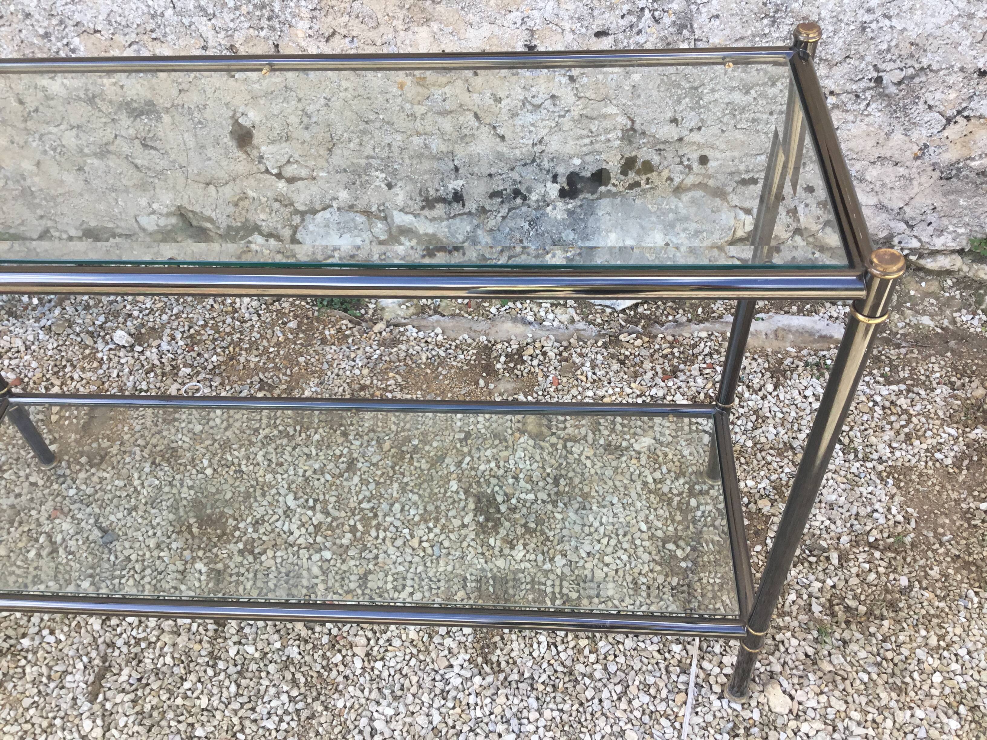 Metal and glass console 1970s