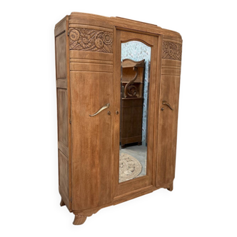 Armoire Art Déco trois portes en chêne g’(rénovée)