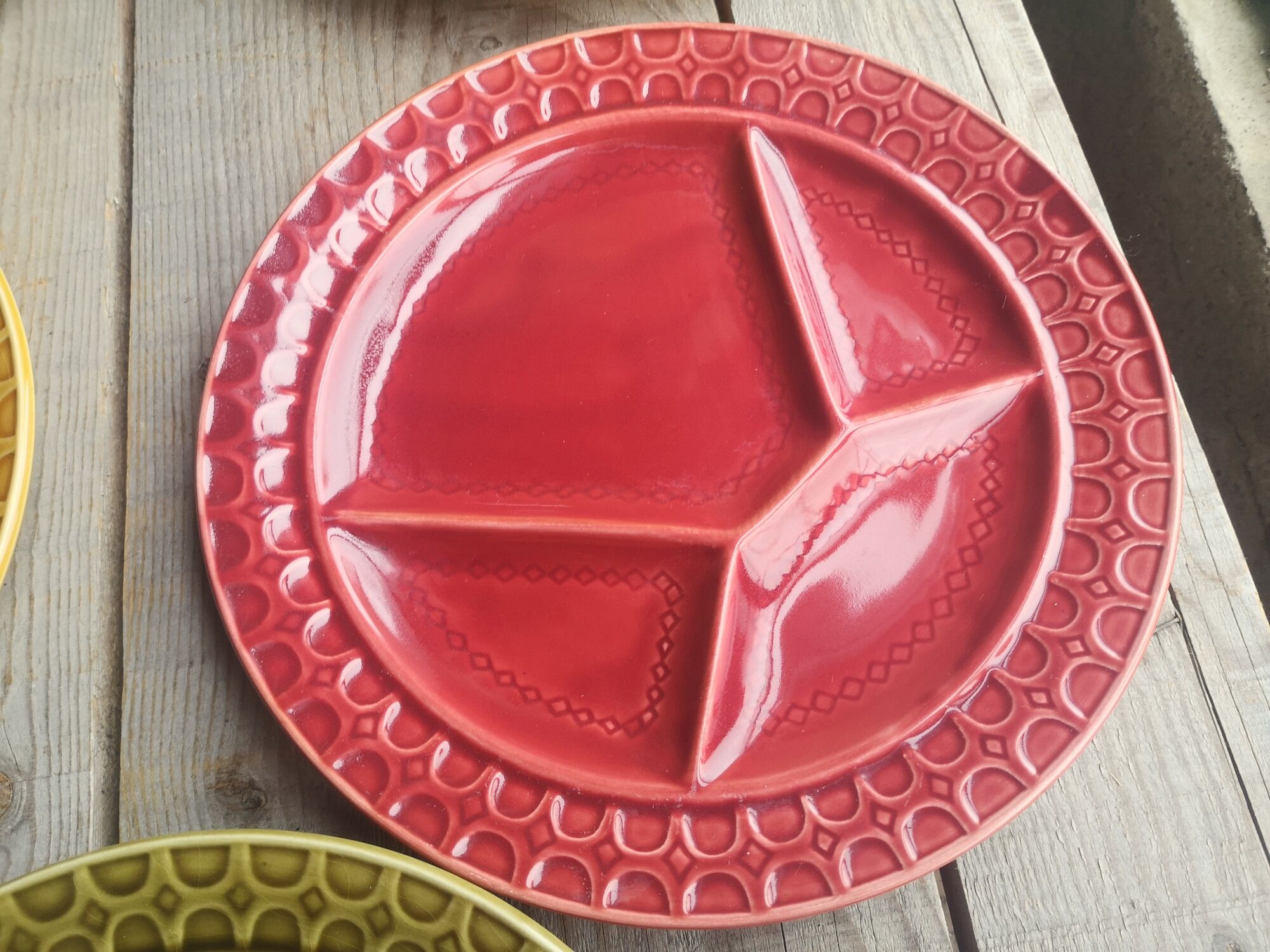 8 old ceramic fondue plates coloured Sarreguemines