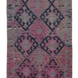 Handwoven vintage anatolian purple runner rug 78 cm x 311 cm