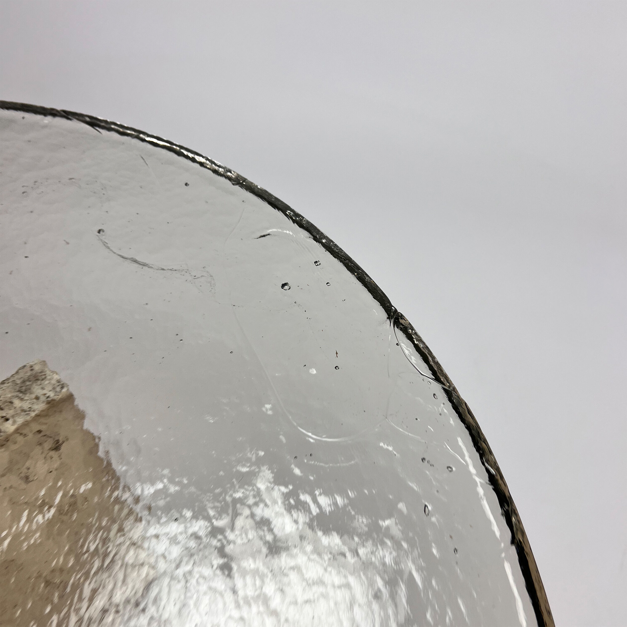 Mid Century Handmade Glass Coffee Table with Travertine Base, 1960s