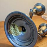 Candle holder three pewter lights