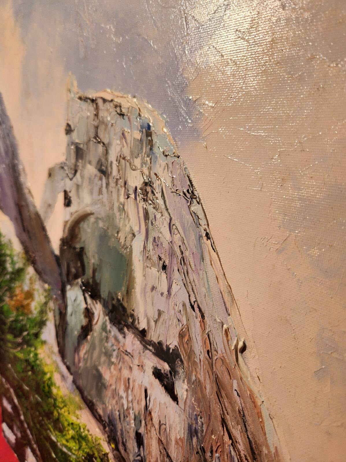 Oil painting on canvas Provence landscape Sainte Victoire Mountain