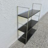 Modular String shelf in chrome and brown metal