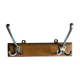 Patère métal double sur socle en bois