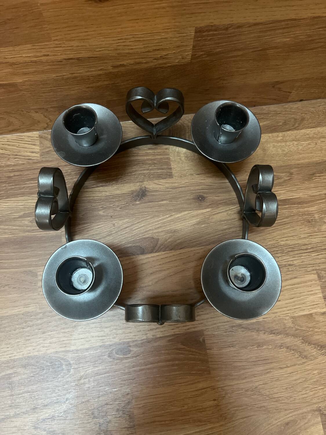 Silver metal candle holder