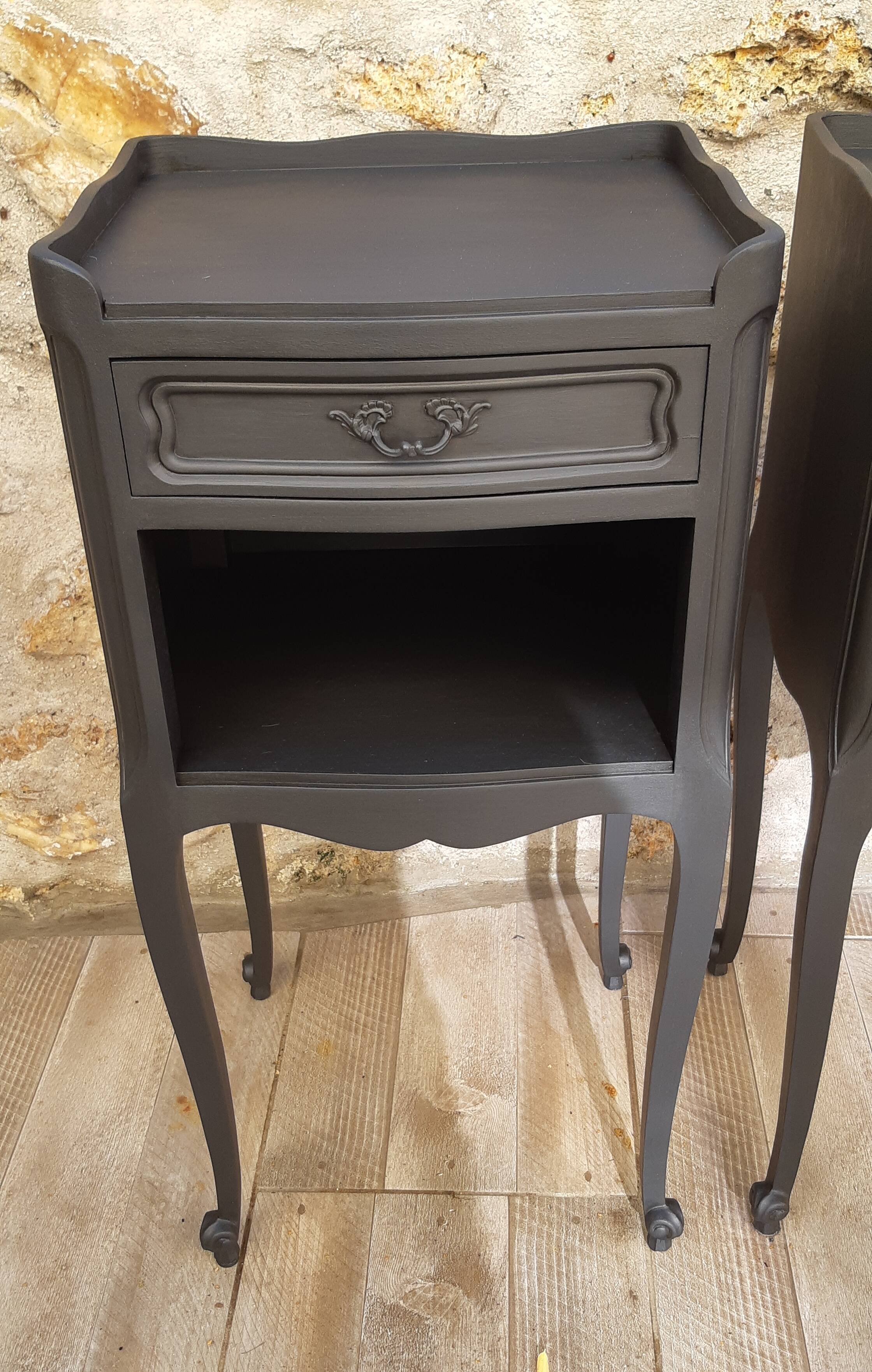 Pair of black bedsides