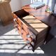 Commode teck poignées cuir 1960