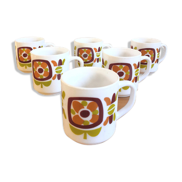 Series of 6 mugs design Mobil 70s