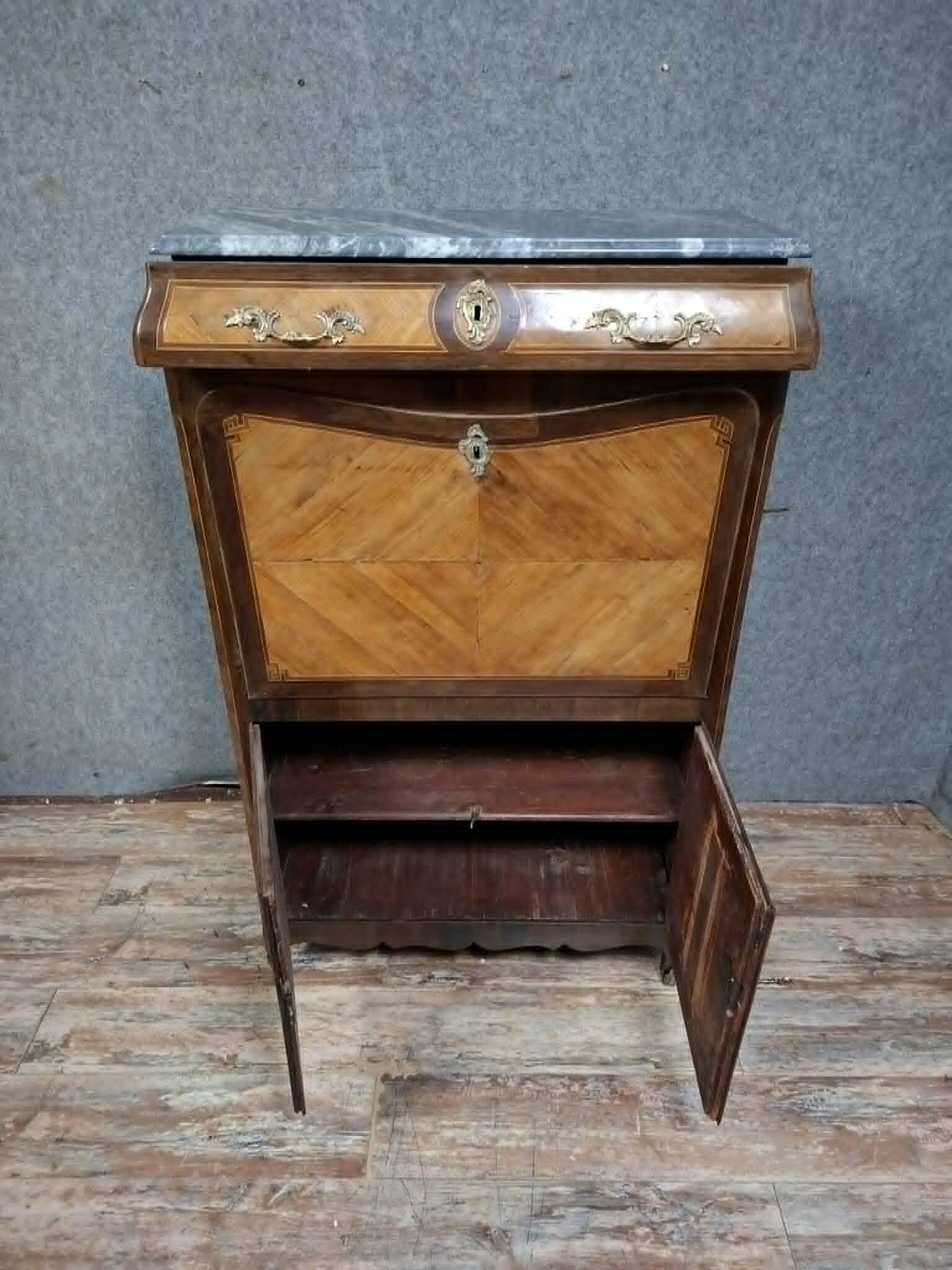 Louis XV period secretary in marquetry and veneer, 18th century.