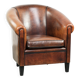 Sheepskin club armchair with deep warm colours and black piping