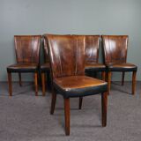 Set of 5 sheepskin dining chairs