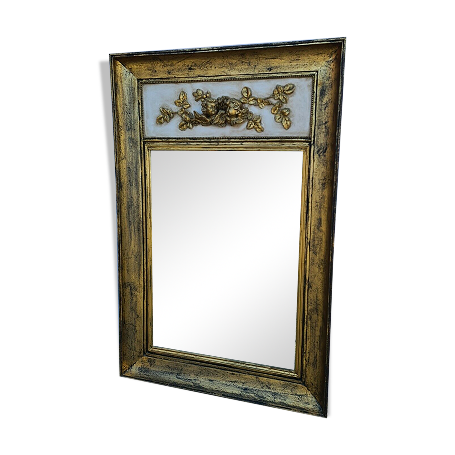 Gilded wooden trumeau mirror - 116x75cm