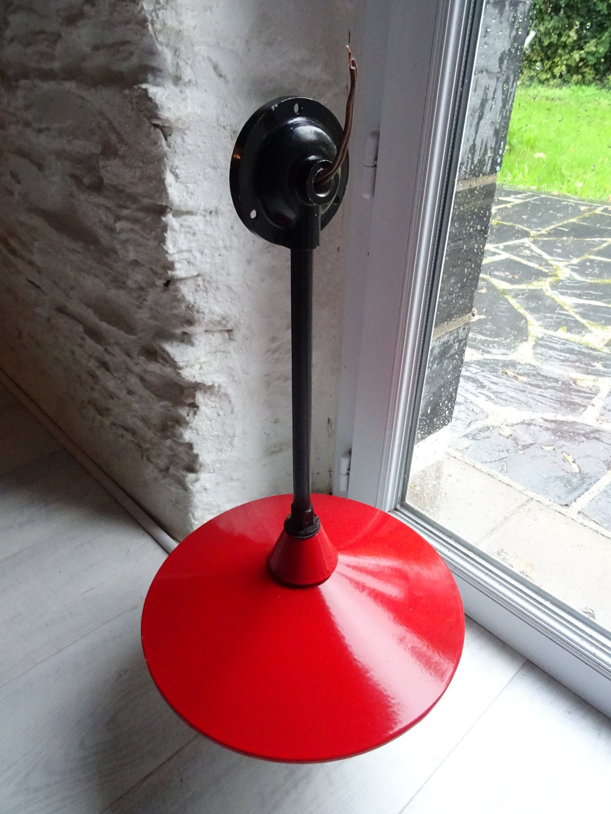 Metal and opaline lantern suspension from the 1960s.