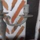 Taupe linen patinated candle holder