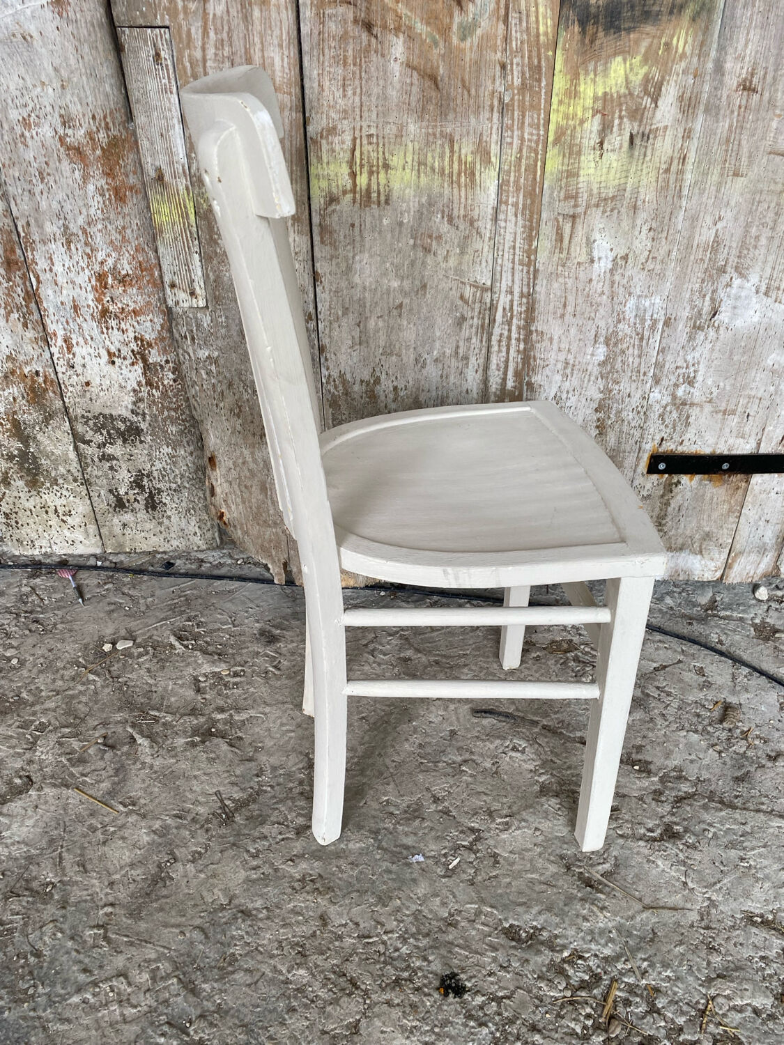 Vintage white wood baumann bistro chair old style #d541