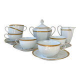 Vintage white porcelain coffee set, gilded, Epiag Czechoslovakia