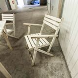 Garden furniture table and 4 armchairs 60's in its juice