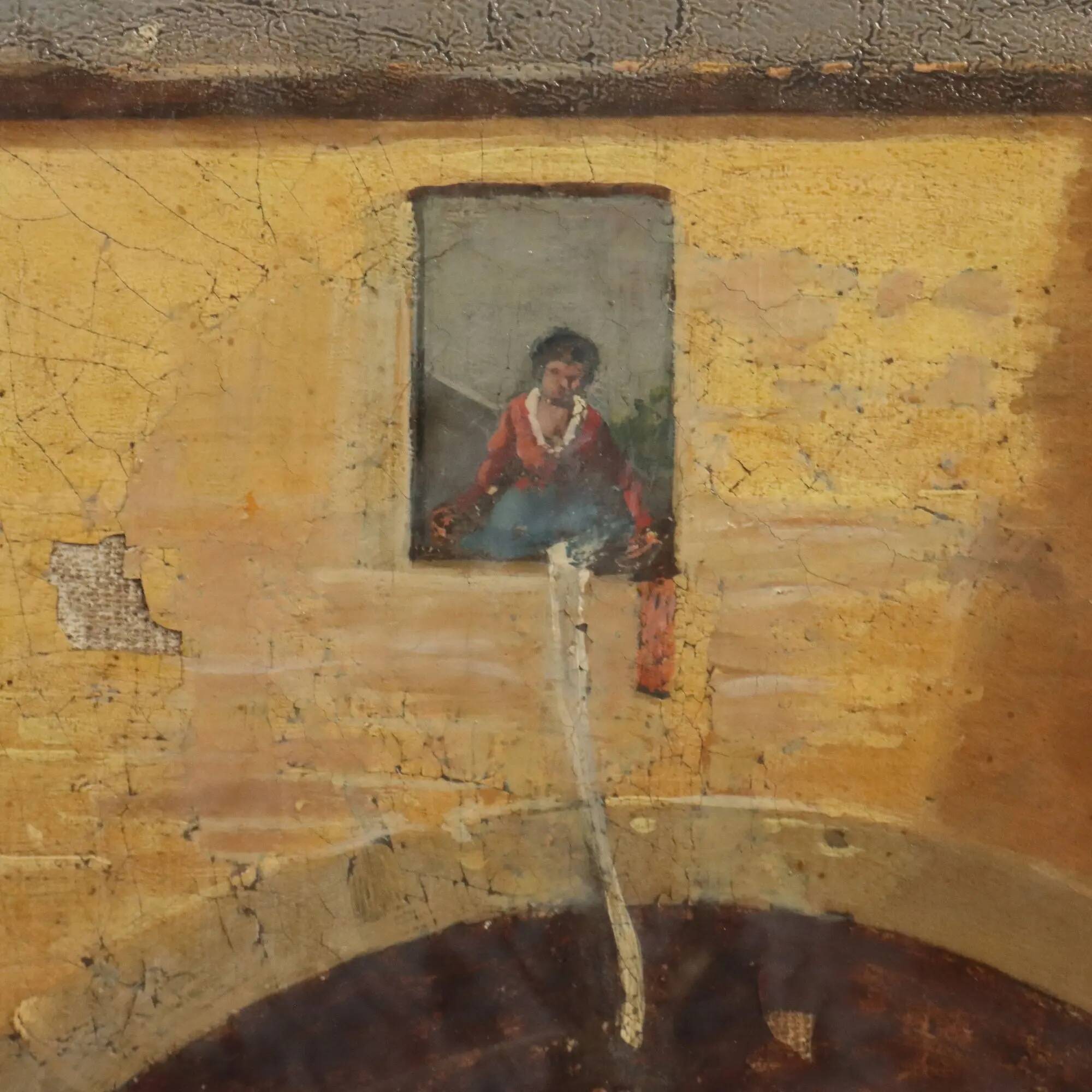 Old painting signed by Giuseppe Canella Lecco Pier 1837