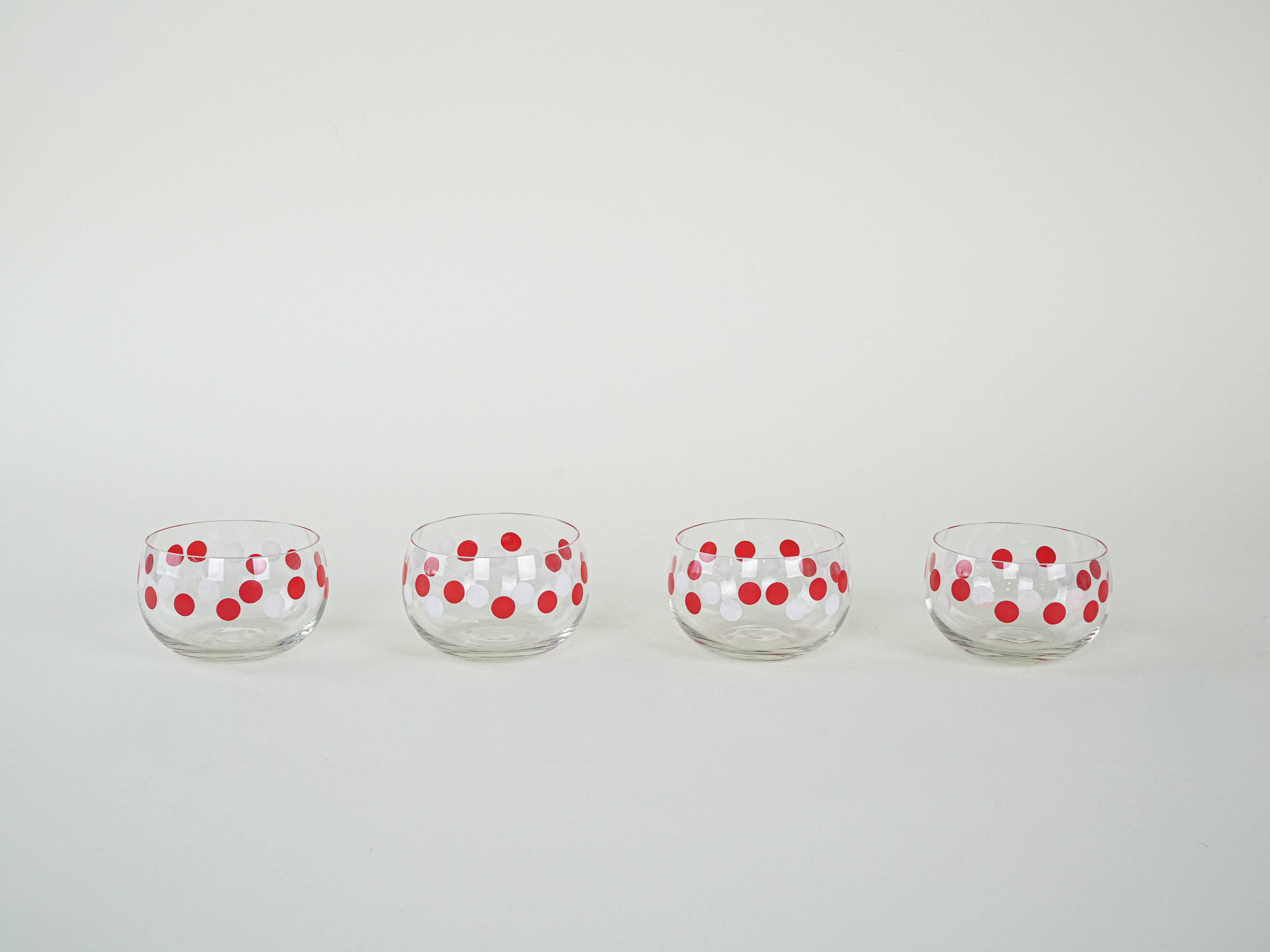 Set of glass bowls, Italian design, 1980s, made in Italy