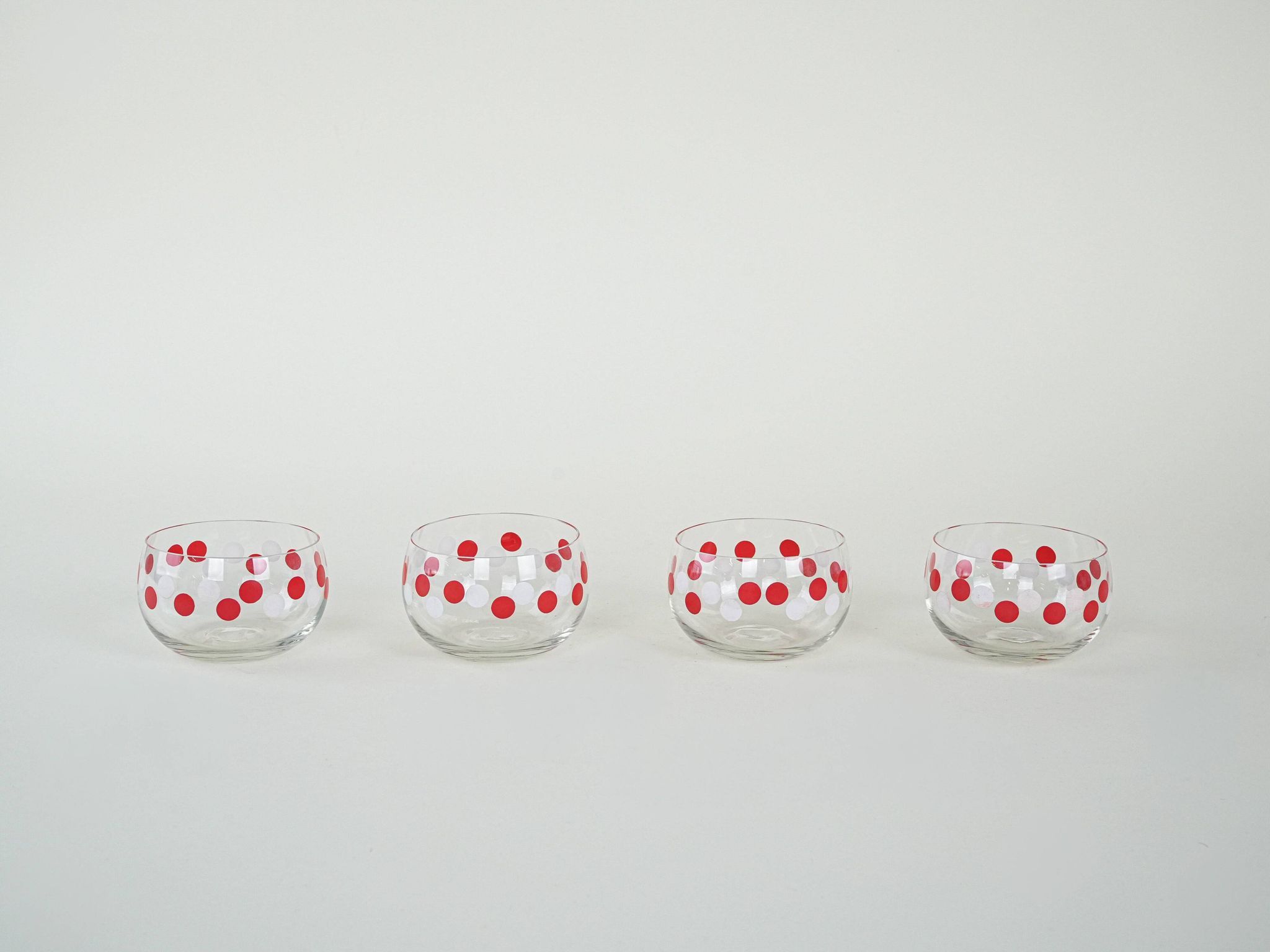 Set of glass bowls, Italian design, 1980s, made in Italy