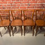 Set of 4 varnished wood bistro chairs