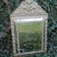 Old mirror with closed screens in golden repelled brass 72 x 42 cm